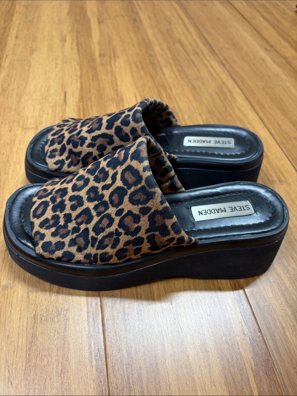Y2k Steve Madden Leopard Print Platform Slide Mules size 8
